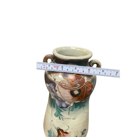 Art Nouveau Amphora style vtg floral beaded teplitz 11 vase SKU 9813
